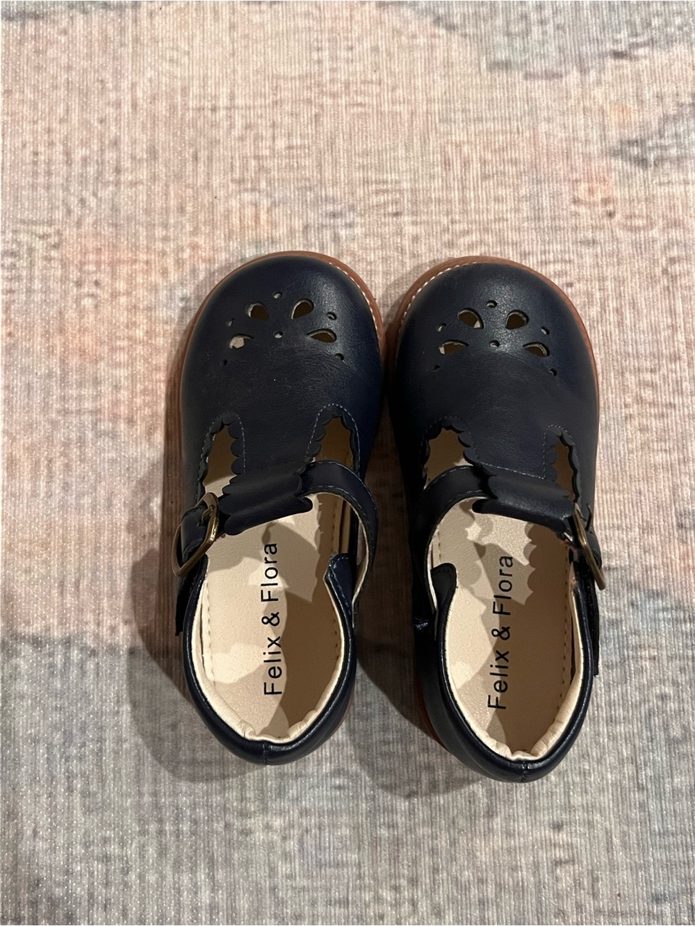 Felix & Flora Navy Girls' T-Strap Dress Shoes